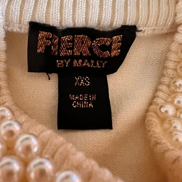 Mally Roncal Ivory Sweater Pearl Mock Neck Ruffle Sleeve XXS - Picture 10 of 12